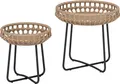 Outsunny 2er Set Beistelltisch Polyrattan Ø60/41 cm rund wetterfest Gartentisch Gartenmöbel für Garten, Balkon Braun