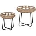 2er Set Beistelltisch Polyrattan Ø60/41 cm rund wetterfest mit X-Beine Fußpads