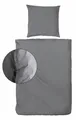 Hahn Linon Bettwäsche Stone Washed 100% Baumwolle Reißverschluss Bettbezug Kissenbezug Bettgarnitur Bettwäsche-Set Bettzeug 155x220 cm Anthrazit