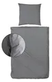 Hahn Baumwolle Stone Washed Bettwäsche 2 TLG. mit Reißverschluss weich strapazierfähig pflegeleicht, Anthrazit 155x220 cm + 80x80 cm