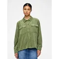 pieces Hemdbluse PCEFFI LS SHIRT WVN NOOS Materialmix, loose fit grün S (36)