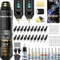 Akku Rotary Tattoo Machine Kit mit 20 Nadeln Tintenset 2 Akkus Starter-Set