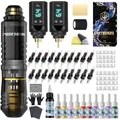 Akku-Rotary Tattoo Machine Kit mit 20 Tattoo-Kartuschennadeln, Tintenset & 2 ...