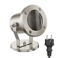 ledscom.de Gartenstrahler MIBU für außen, IP55, Stecker, edelstahl, 1x GU10 max. 15W