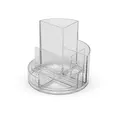 MAUL Schreibtisch Organizer MAULrundbox Ø14x12,5cm | Organizer mit 6 Fächern | Stiftehalter für Stifte, Marker und Schere | Stifte Organizer für Büro und Schreibtisch | Transparent