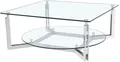 Couchtisch LEONIQUE "Milano", grau (chromfarben), B:100cm H:41cm T:100cm, Tische, Couchtisch, Couchtisch, quadratisch, Glas, Chrom, Sicherheitsglas, 100x100x41