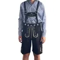 Jungen Kinderlederhose kurz braun bestickt echtes Leder, authentisch und perfekt für das Oktoberfest, Bayrisch Outfit Trachtenbekleidung, Gr. 98