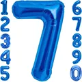 Luftballon 7. Geburtstag Zahl 7 Blau XXL Riesen Folienballon 100cm Geburtstag...