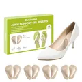 Arch Support Shoe Insoles & Insert - Bukihome Gel Arch Inserts für Plattfüße, Plantar Fasciitis - Adhesive Arch Pad für Fußschmerzen Relief - 0,47 Zoll - 4 Paare (Beige)
