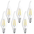 6 x Osram LED Filament Windstoß Kerzen 4W = 40W E14 klar Classic warmweiß 2700K