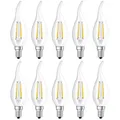 10 x Osram LED Filament Retrofit Windstoß Kerze 4W = 40W E14 klar warmweiß 2700K