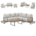 SVITA Malibu Gartenlounge Set Modular Lounge-Sitzgruppe Outdoor & Terrasse Inkl. 25cm extra Dicke Polster & Ablage Variabel Stahl-Gestell Grau