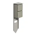 ledscom.de Garten Steckdosensäule PIWI mit Erdspieß für außen, IP44, 2-Fach, Edelstahl, Edelstahl, eckig, 30 cm