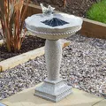 Solar Gefiederte Freunde Grau Außen Garten Wasserbrunnen Merkmal Vogelbad