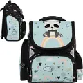Paso | Schulranzen Panda - 36x28x15 cm - Schwarz-Blau - Ergonomisch und Sicher - Ideal für die Schule