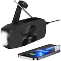 Solar Radio mit Kurbel und USB Lader 2000mAh Powerbank LED Taschenlampe Not