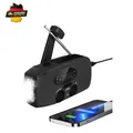 Solar Radio mit Kurbel und USB Lader 2000mAh Powerbank LED Taschenlampe Camping