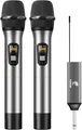TONOR TW630 UHF Dual Mikrofon Set Silber 60m Reichweite Karaoke DJ Party Rede