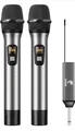 TONOR TW630 UHF Dual Mikrofon Set Silber 60m Reichweite Karaoke DJ Party Rede