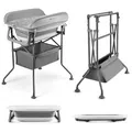 Kinderkraft BUBBLY Babywanne Badewanne mit Gestell, Faltbare Babybadewanne, Wickeltisch Regal im Set, Schnelle und einfache Montage, Grau