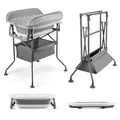 Kinderkraft BUBBLY Babywanne Badewanne mit Gestell, Faltbare Babybadewanne, Wickeltisch Regal im Set, Schnelle und einfache Montage, Grau