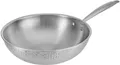 RESTO Kitchenware Wok Crater tiefe Pfanne aus Tri-Ply (Edelstahl + Aluminium + Edelstahl), Edelstahl 18/10 (1-tlg), Energieeinsparung 25% durch die dreilagige Basis, ofenfest