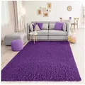 Vimoda Hochflor-Teppich Prime Shaggy Hochflor Lila Langflor Teppich Einfarbig Modern, Rechteckig, Höhe: 30 mm, Läufer Hochflor in Lila lila Rechteckig | 70 cm x 250 cm x 30 mm