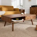 Massiver Couchtisch MYSTIC LIVING 110cm Sheesham smoke finish Wohnzimmertisch