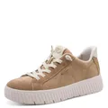 Tamaris Damen Wide FIT Damen Step IN Leder Sneaker flach zum Schlupfen, braun (Camel Suede), 37 EU