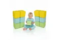 alldoro 12 weiche Softbausteine aus Schaumstoff, 14x14 cm, Türkis, Gelb & Grün Spielbausteine, Schaumstoff-Bausteine für Kinder & Babys ab 0, Kunstleder abwaschbar
