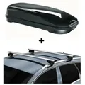 VDP Dachbox Dachbox VDP-FL580 + Alu, (passend für Mitsubishi Outlander PHEV ab 2014), Relingträger für Mitsubishi Outlander ab 14 aufliegend