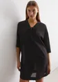 Strandkleid, leichtes Tunika-Kleid, seitliche Schlitze, Gr. XS - N-Gr, black N-Gr