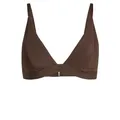 adidas Women's ICONISEA Ribbed Padded Triangle Bikini TOP, Aurora Coffee, 36