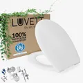 LUVETT® R700 Klodeckel aus 100% Recyceltem Material - Toilettendeckel mit Absenkautomatik Oval Weiß - SoftClose Klobrille Blauer Engel Zertifiziert - WC Sitz Toilettensitz 3in1 Befestigung Inkl.