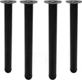 Tischbein 4er Set Schwarz matt Metall Ø60mm 710mm höhenverstellbar Tischgestell