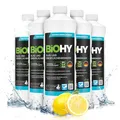 BiOHY Glas- und Oberflächenreiniger (6 x 1 Liter) | Glasreiniger Konzentrat für streifenfreien Glanz | ergiebiger Glas & Kunststoffreiniger | Fettlöser & Kalkreiniger | ideal für Fenster & Küche
