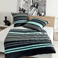 Janine Bettwäsche J.D. 8464 02 Aqua Graphit Mako Satin 135 cm x 200 cm