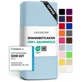 Jacobson Spannbettlaken TOPPER aus 100% Baumwolle, Jersey Bettlaken 160 g/m2, Spannbetttuch mit Gummizug, pflegeleicht & viele Farben blau 180 - 200 cm x 200 cm