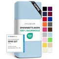 Jacobson Jersey Spannbettlaken Spannbetttuch Baumwolle Bettlaken (Topper 180-200x200 cm, Hellblau)