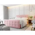 Boxspringbett Cleo Elegance, Stilvoll Doppelbett mit zwei Bettkästen und Topper (Farbe: Cosmic 14, Größe: 140x200 cm) - Rosa