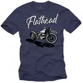MAKAYA T-Shirt Herren Motorrad Motiv Audruck Flathead Männer Geschenke Motorradfahrer mit Druck blau 3XL