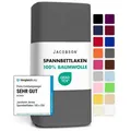 Jacobson Spannbettlaken aus 100% Baumwolle, Jersey Bettlaken 160 g/m2, Spannbetttuch mit Gummizug, OEKO-TEX®, pflegeleicht, viele Farben grau 120 - 130 cm x 200 cm