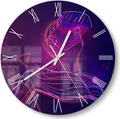 DEQORI Glasuhr Ø30 cm Römisch 'Mann mit VR-Brille' Wanduhr Glas Uhr Design leise