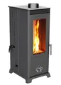 Babas Eco Mini Hybridofen Pellets und Holz Kombiofen Kaminofen 8 kW Pelletofen ohne Strom Schwarz Holzofen Holz Ofen Kamin