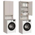 PLATAN ROOM Waschmaschinenschrank Badezimmer Hochschrank Überbauschrank für Waschmaschine und Wäschetrockner 210 x 65 x 50/56 cm weiß (Kaschmir (beige), 56 cm tief)