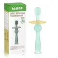 Haakaa 360 ° Baby-Zahnbürste, 100% Silikon, 6 Monate, Saugbasis zusammen, auch Spielzeug für Babys (blau)