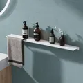 Mai & Mai Duschablage zum Bohren oder Kleben Duschregal Badablage aus Aluminium 80cm Badezimmerablage zur Wandmontage Badezimmer Organizer Matt weiß Reglo-06