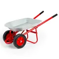 Bigjigs Toys Kids Wheelbarrow | Robust Silver & Red Wheel Barrow with Easy Grip Handles | Toy Wheelbarrows with Rubber Wheels | Top Gardening Gifts for Children Age 3+ | Fun Garden Toys for Toddlers