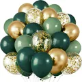 Luftballons Geburtstag Party Set 60 Stück Dunkelgrün Gold Latex Ballons