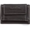 WILD Things Only Herren Geldbörse Echtleder Dreifach Metall Druckknopf Münzfach Klein Schwarz - Schwarz